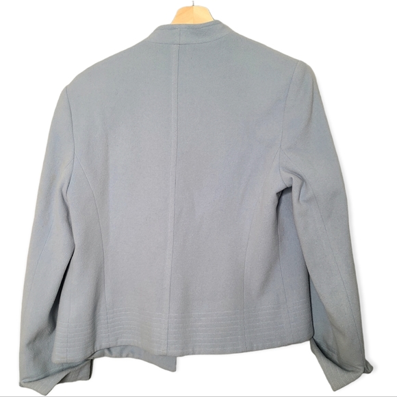 Louben Felted Open Front Wool Cashmere Blend Lined Stand Collar Blazer Jacket - Picture 2 of 3